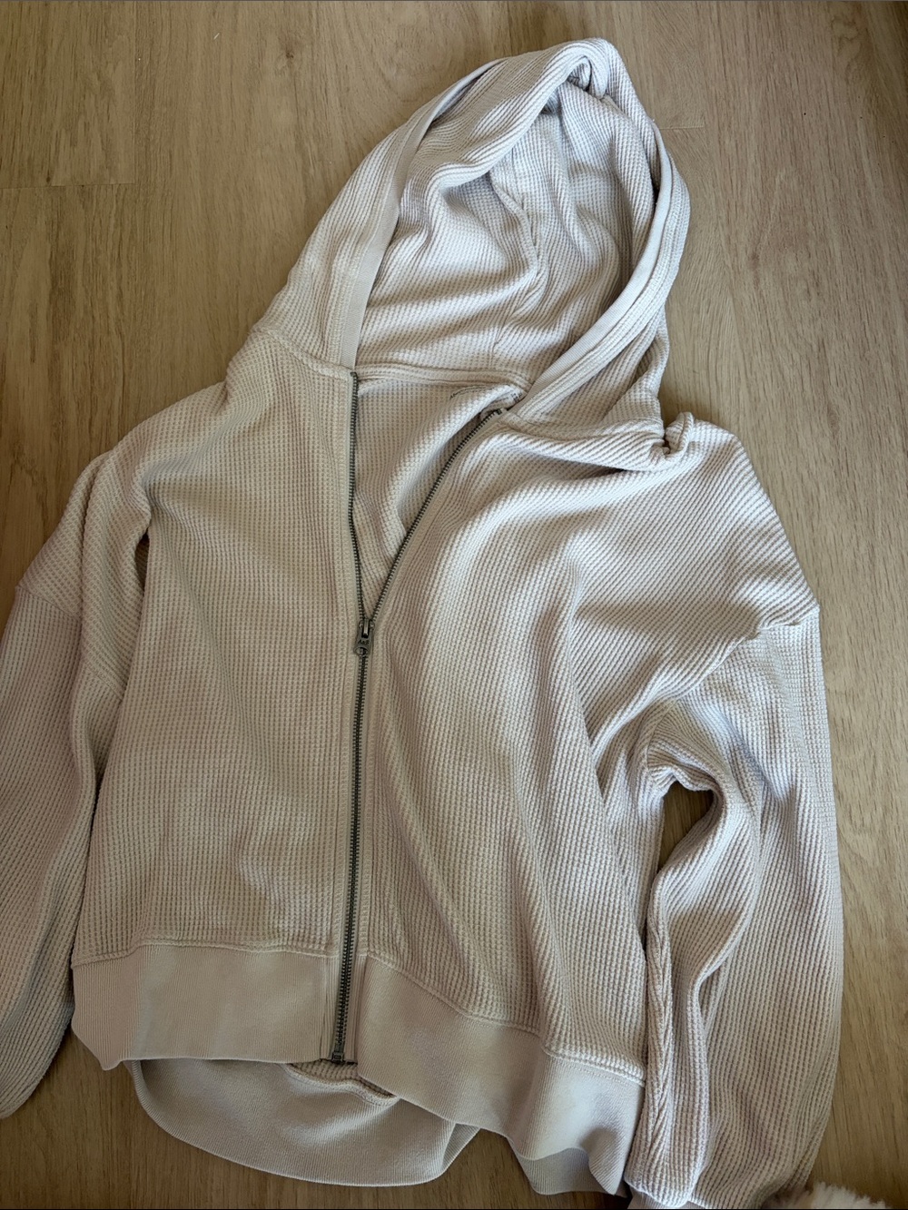 Abercrombie & Fitch Cream Waffle-Knit Hoodie